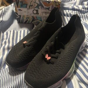 Air Underground Black Kids’s Sneakers with Pink Butterfly Accent